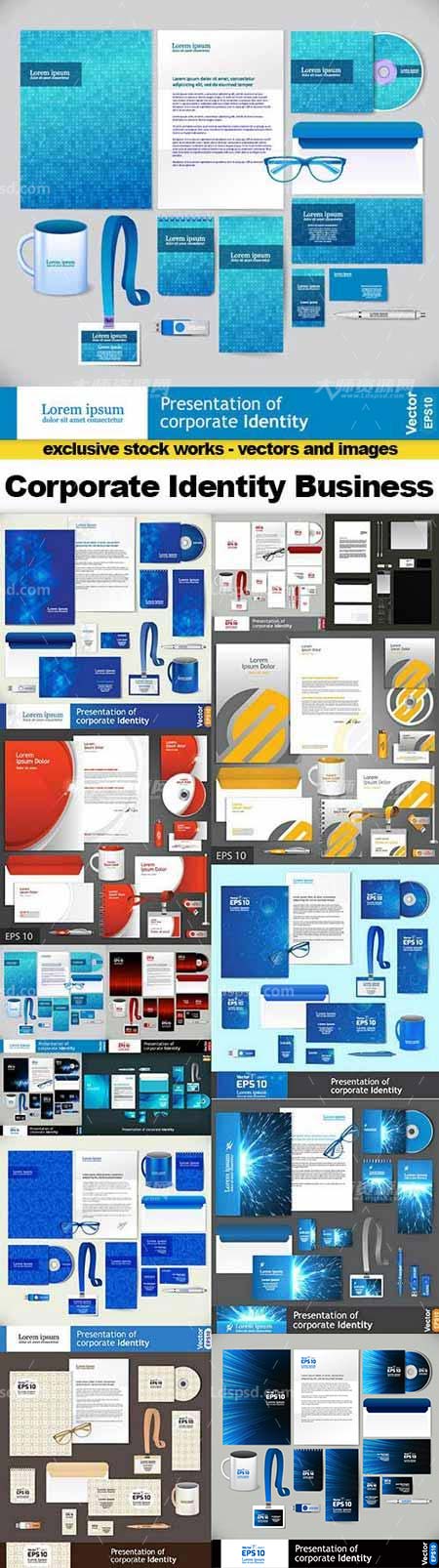 Corporate Identity Business Set, 14x EPS,14套企业品牌形象识别(办公文具类)